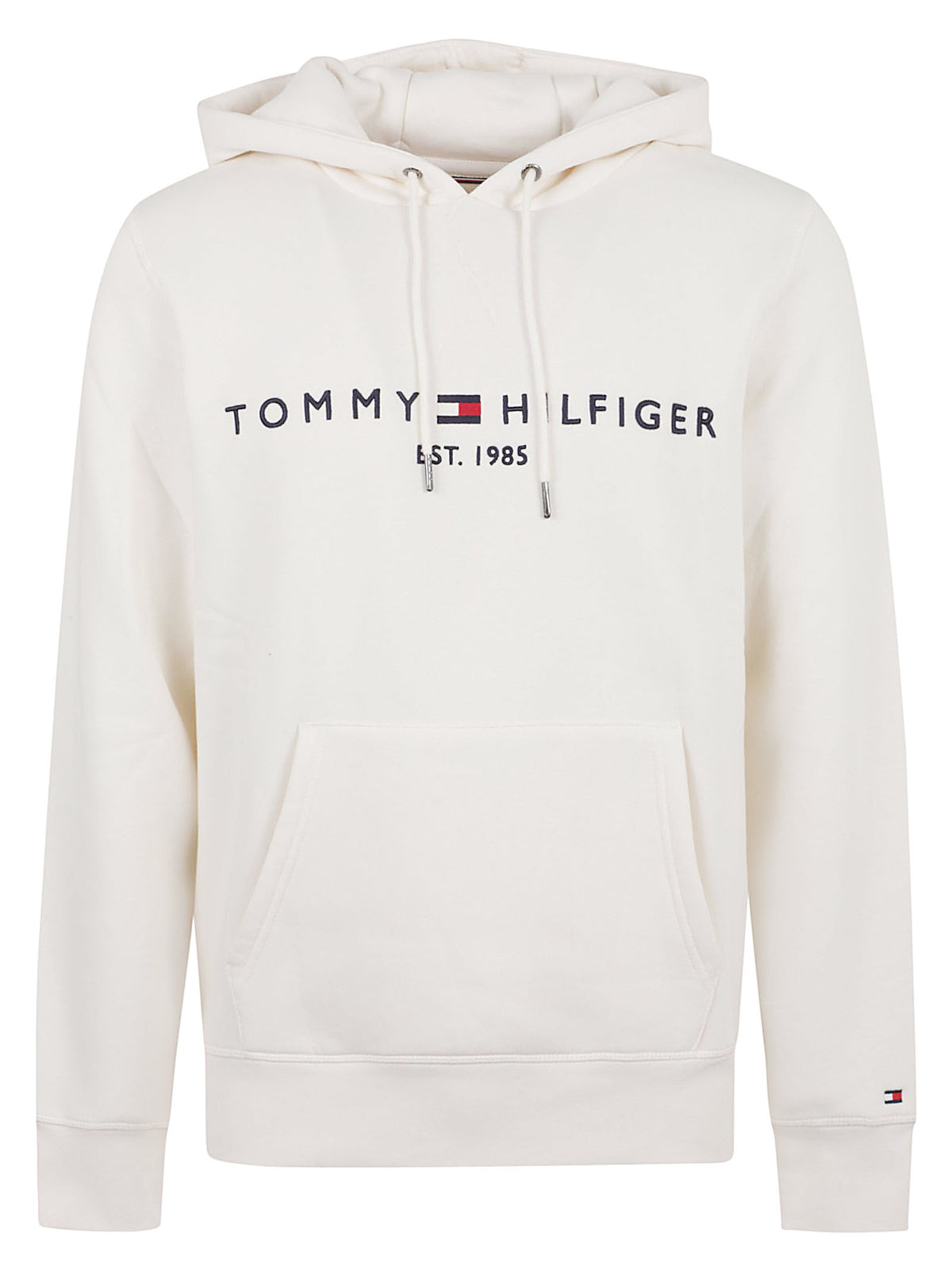 FELPA UOMO CON CAPPUCCIO TOMMY LOGO HOODY - TOMMY HILFIGER <BR/> MW0MW11599 Z00 IVORY PETAL TOMMY 1 LINEA 