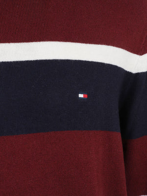 MAGLIONE UOMO GIROCOLLO PIMA ORG CTN CASHMERE - TOMMY HILFIGER<BR/> MW0MW28046 0A7 BURGUNDY-NAVY TOMMY 1 LINEA 