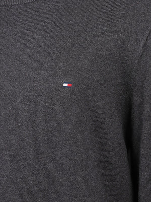 MAGLIONE UOMO GIROCOLLO PIMA ORG CTN CASHMERE - TOMMY HILFIGER MW0MW28046 P92 DARK GREY HEATHER TOMMY 1 LINEA 