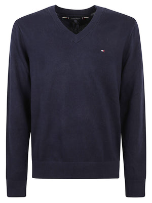 MAGLIONE UOMO SCOLLO A V PIMA ORG CTN CASHMERE - TOMMY HILFIGER MW0MW28047 DW5 NAVY BLUE TOMMY 1 LINEA 