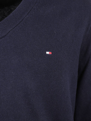 MAGLIONE UOMO SCOLLO A V PIMA ORG CTN CASHMERE - TOMMY HILFIGER MW0MW28047 DW5 NAVY BLUE TOMMY 1 LINEA 