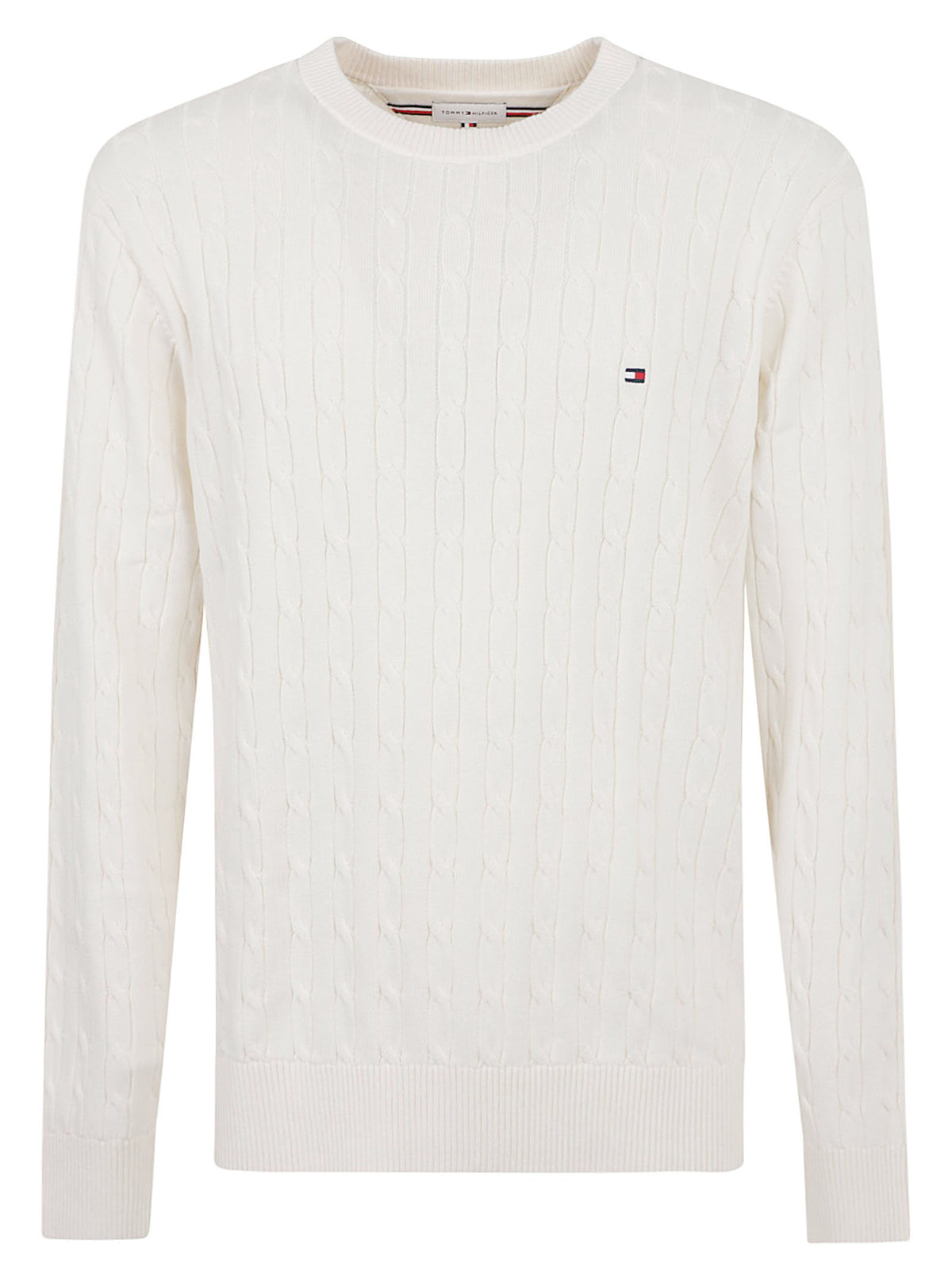 MAGLIONE UOMO GIROCOLLO CLASSIC COTTON - TOMMY HILFIGER <BR/> MW0MW33132 Z00 IVORY PETAL TOMMY 1 LINEA 