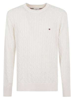 MAGLIONE UOMO GIROCOLLO CLASSIC COTTON - TOMMY HILFIGER <BR/> MW0MW33132 Z00 IVORY PETAL TOMMY 1 LINEA 
