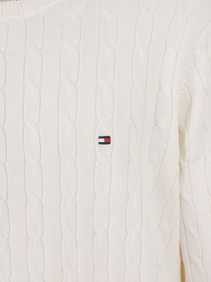 MAGLIONE UOMO GIROCOLLO CLASSIC COTTON - TOMMY HILFIGER <BR/> MW0MW33132 Z00 IVORY PETAL TOMMY 1 LINEA 