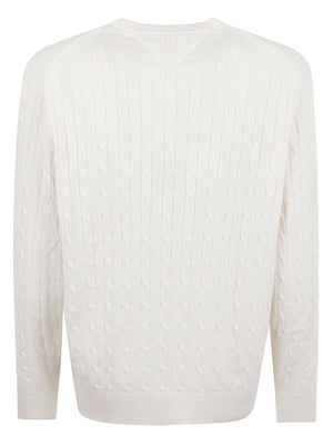 MAGLIONE UOMO GIROCOLLO CLASSIC COTTON - TOMMY HILFIGER <BR/> MW0MW33132 Z00 IVORY PETAL TOMMY 1 LINEA 