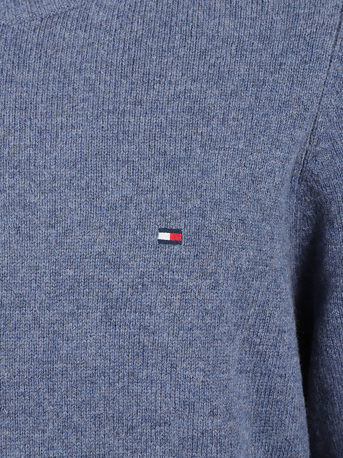MAGLIONE GIROCOLLO UOMO LAMBSWOOL CREW NECK - TOMMY HILFIGER MW0MW36535 D10 ARGEAN SEA HEATHER TOMMY 1 LINEA 