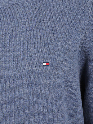 MAGLIONE GIROCOLLO UOMO LAMBSWOOL CREW NECK - TOMMY HILFIGER MW0MW36535 D10 ARGEAN SEA HEATHER TOMMY 1 LINEA 