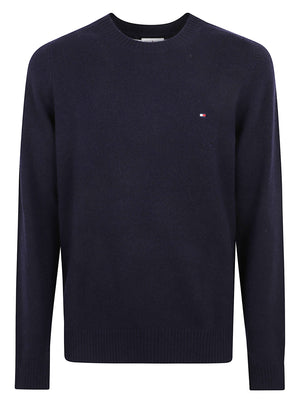 MAGLIONE GIROCOLLO UOMO LAMBSWOOL CREW NECK - TOMMY HILFIGER MW0MW36535 DW5 NAVY BLUE TOMMY 1 LINEA 