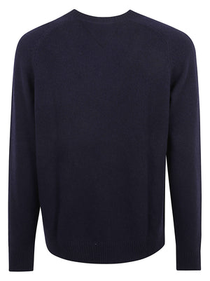 MAGLIONE GIROCOLLO UOMO LAMBSWOOL CREW NECK - TOMMY HILFIGER MW0MW36535 DW5 NAVY BLUE TOMMY 1 LINEA 