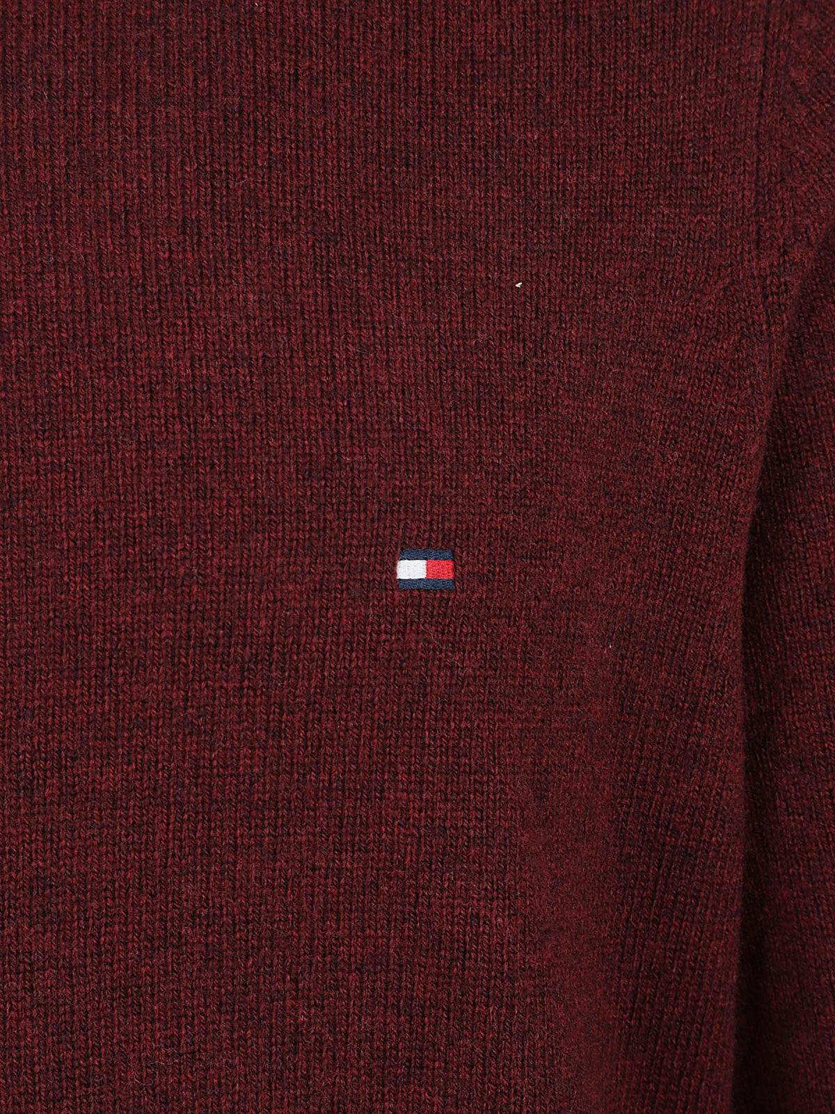 MAGLIONE GIROCOLLO UOMO LAMBSWOOL CREW NECK - TOMMY HILFIGER MW0MW36535 TVY BURGUNDY HEATHER TOMMY 1 LINEA 