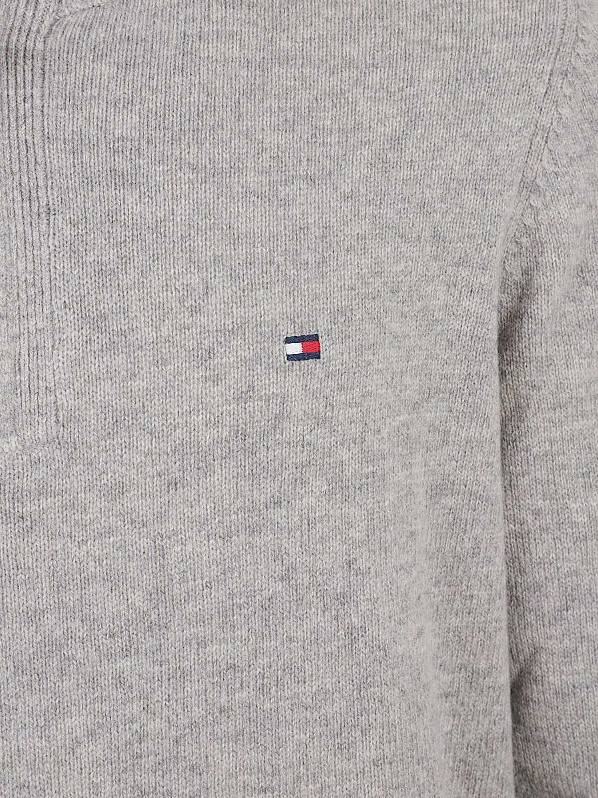 MAGLIONE UOMO CON CERNIERA  LAMBSWOOL ZIP MOCK - TOMMY HILFIGER MW0MW36536 P01 Light Grey Heather TOMMY 1 LINEA 