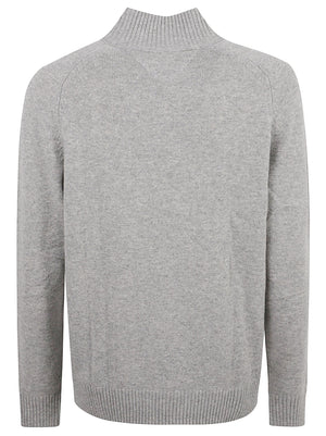 MAGLIONE UOMO CON CERNIERA  LAMBSWOOL ZIP MOCK - TOMMY HILFIGER MW0MW36536 P01 Light Grey Heather TOMMY 1 LINEA 