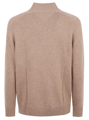 MAGLIONE UOMO CON CERNIERA LAMBSWOOL ZIP MOCK - TOMMY HILFIGER MW0MW36536 RE5 SAFARI CANVAS HEATHER TOMMY 1 LINEA 