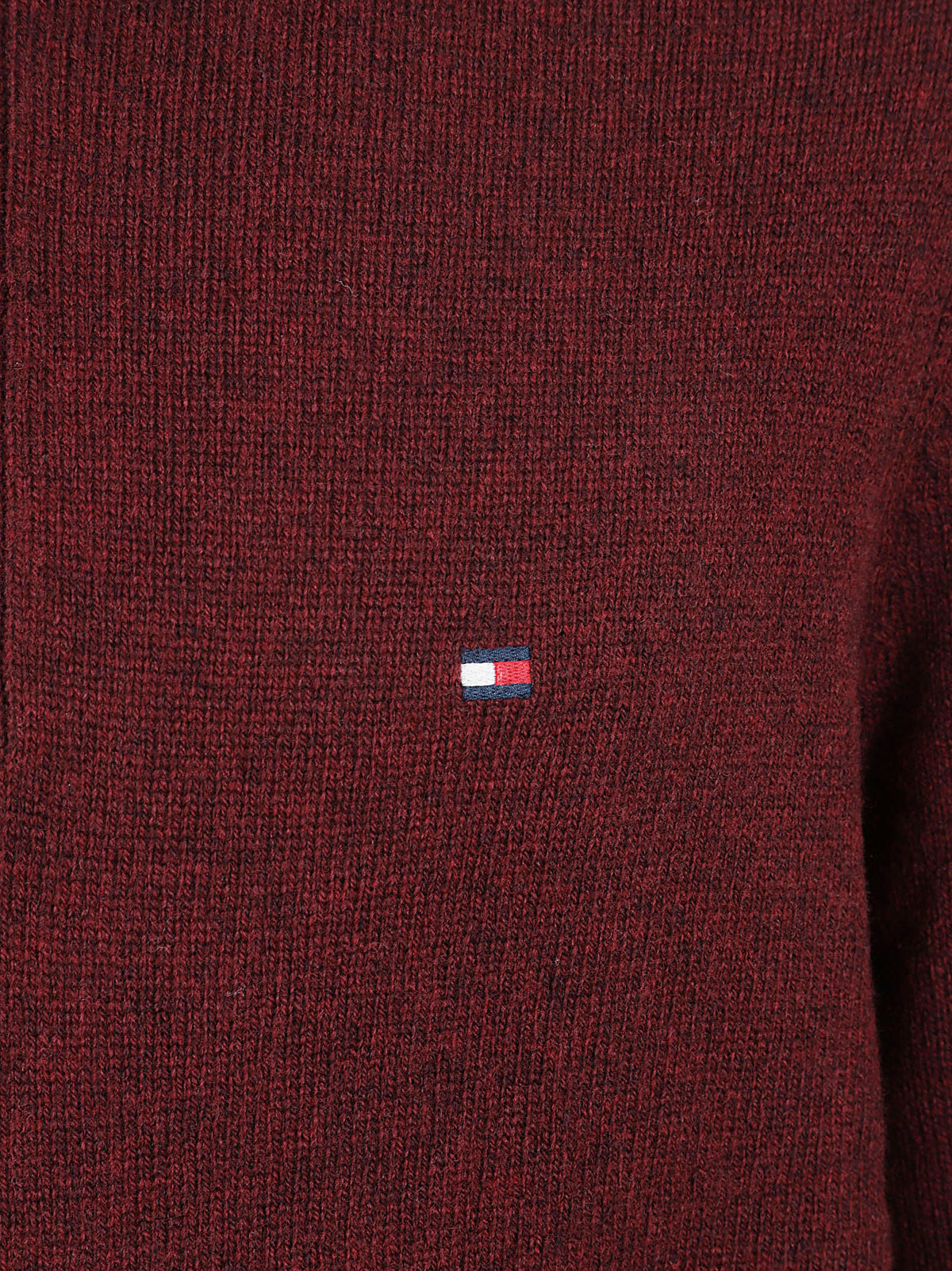 MAGLIONE UOMO CON CERNIERA LAMBSWOOL ZIP MOCK - TOMMY HILFIGER MW0MW36536 V98 BURGUNDY HEATHER TOMMY 1 LINEA 