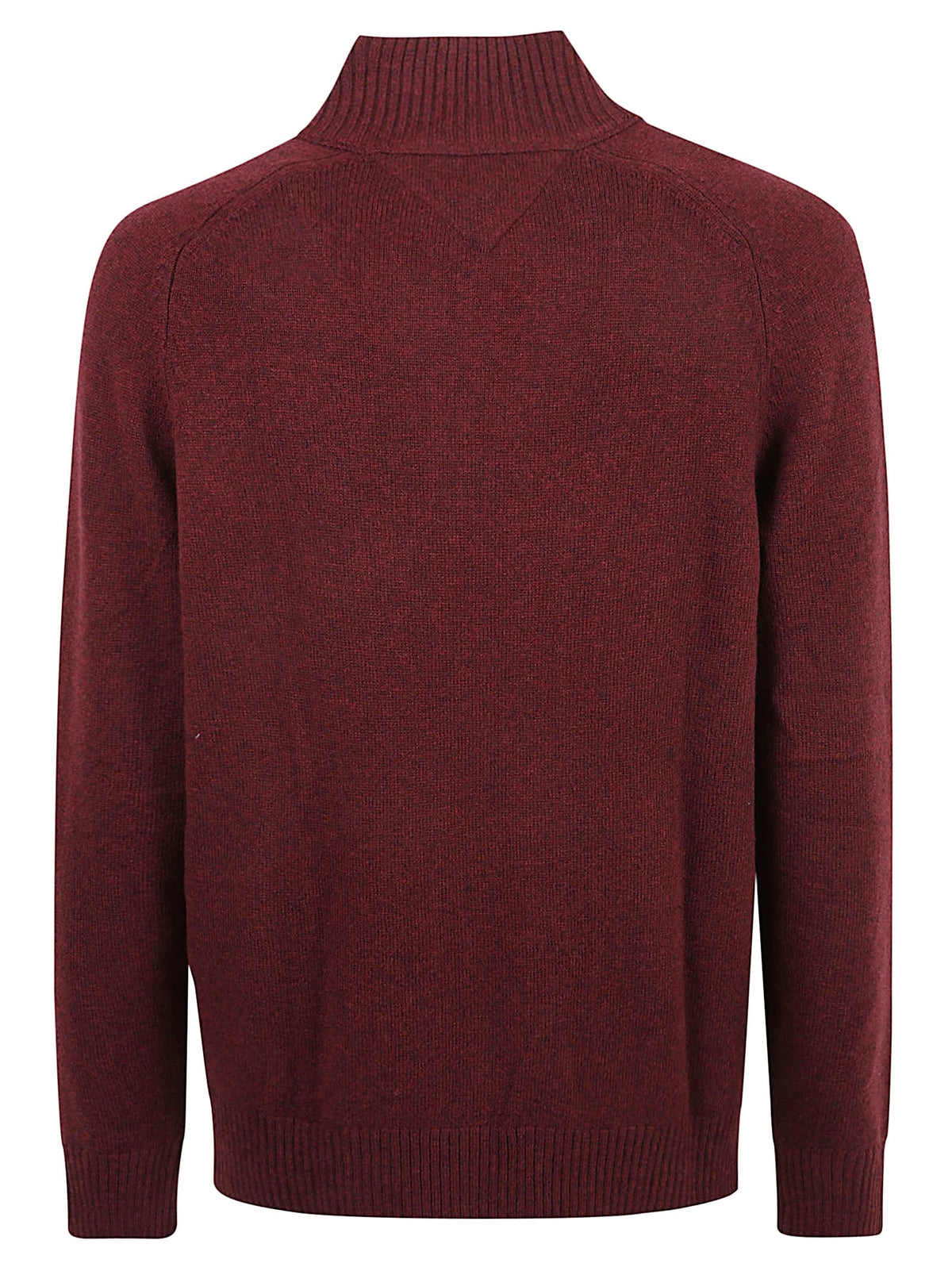 MAGLIONE UOMO CON CERNIERA LAMBSWOOL ZIP MOCK - TOMMY HILFIGER MW0MW36536 V98 BURGUNDY HEATHER TOMMY 1 LINEA 