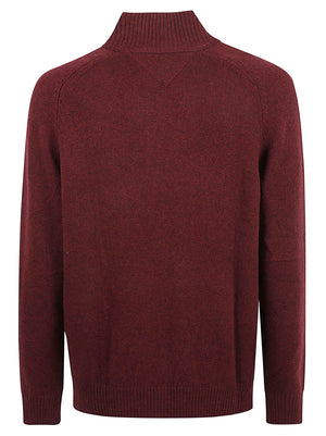 MAGLIONE UOMO CON CERNIERA LAMBSWOOL ZIP MOCK - TOMMY HILFIGER MW0MW36536 V98 BURGUNDY HEATHER TOMMY 1 LINEA 