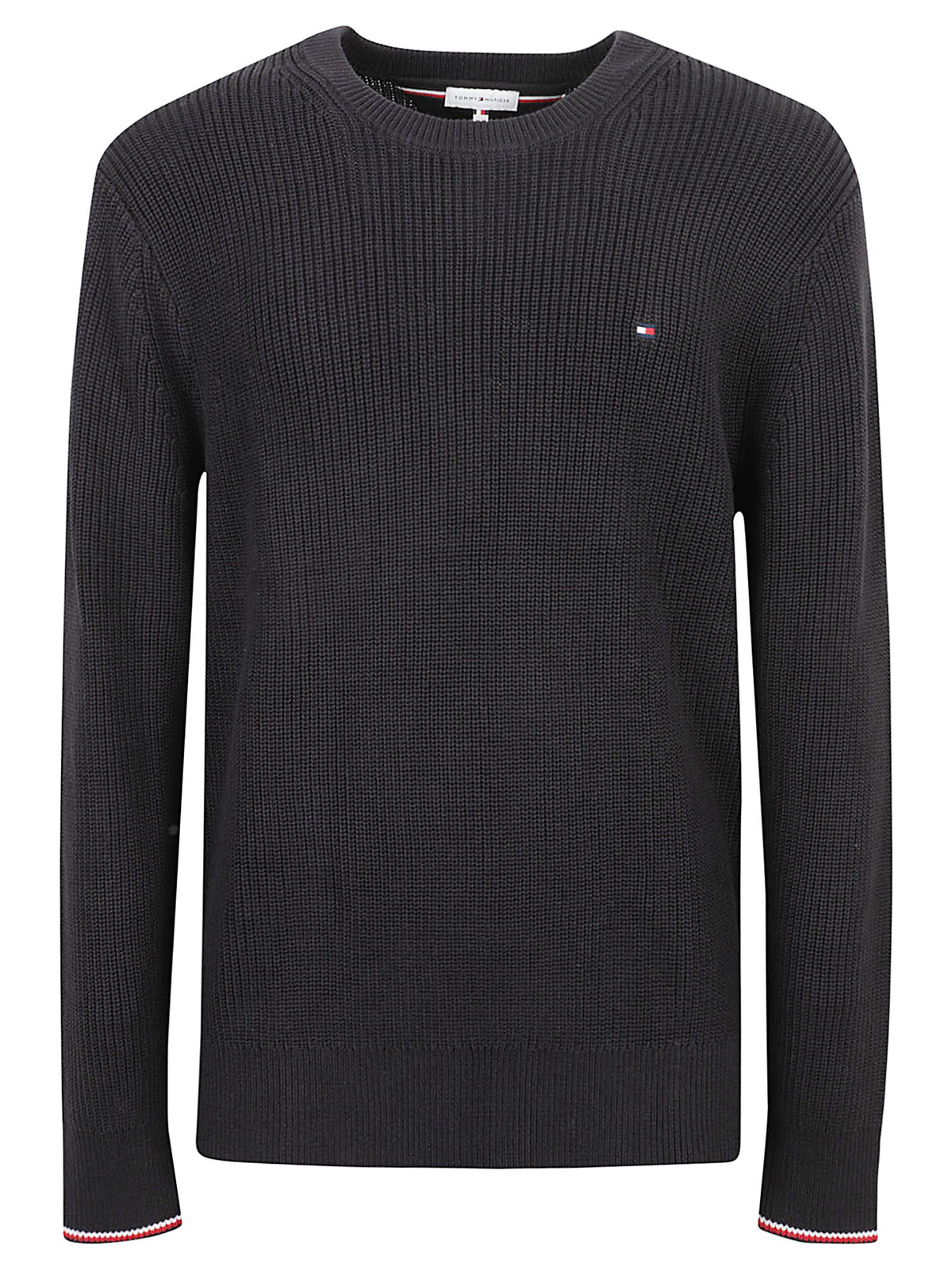 MAGLIONE GIROCOLLO UOMO RWB RIB CREW NECK - TOMMY HILFIGER<BR/> MW0MW41516 BDS Black TOMMY 1 LINEA 