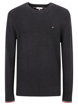MAGLIONE GIROCOLLO UOMO RWB RIB CREW NECK - TOMMY HILFIGER<BR/> MW0MW41516 BDS Black TOMMY 1 LINEA 