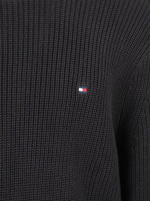 MAGLIONE GIROCOLLO UOMO RWB RIB CREW NECK - TOMMY HILFIGER<BR/> MW0MW41516 BDS Black TOMMY 1 LINEA 