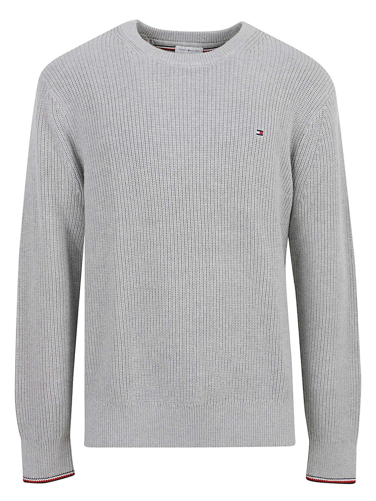 MAGLIONE GIROCOLLO UOMO RWB RIB CREW NECK - TOMMY HILFIGER MW0MW41516 P01 Light Grey Heather TOMMY 1 LINEA 