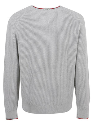 MAGLIONE GIROCOLLO UOMO RWB RIB CREW NECK - TOMMY HILFIGER MW0MW41516 P01 Light Grey Heather TOMMY 1 LINEA 