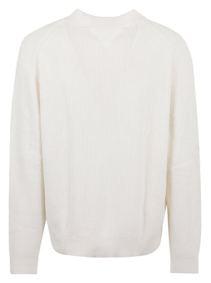 MAGLIONE POLO UOMO FISHERMAN RIB JONNY COLLAR - TOMMY HILFIGER<BR/> MW0MW42804 Z00 IVORY PETAL TOMMY 1 LINEA 