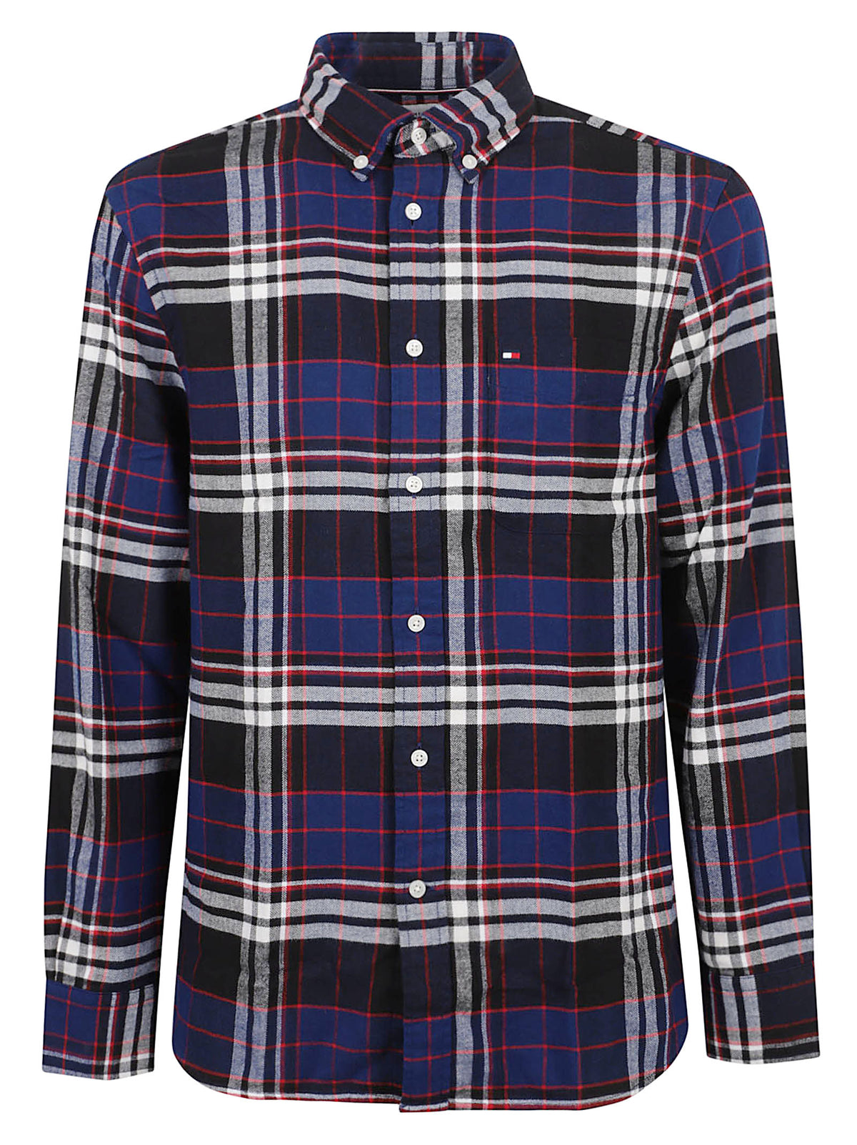 CAMICIA UOMO HERO FLANNEL TARTN CHCK RF SHIRT - TOMMY HILFIGER<BR/> MW0MW44592 0MS NAVY BLUE TOMMY 1 LINEA 