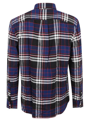 CAMICIA UOMO HERO FLANNEL TARTN CHCK RF SHIRT - TOMMY HILFIGER<BR/> MW0MW44592 0MS NAVY BLUE TOMMY 1 LINEA 