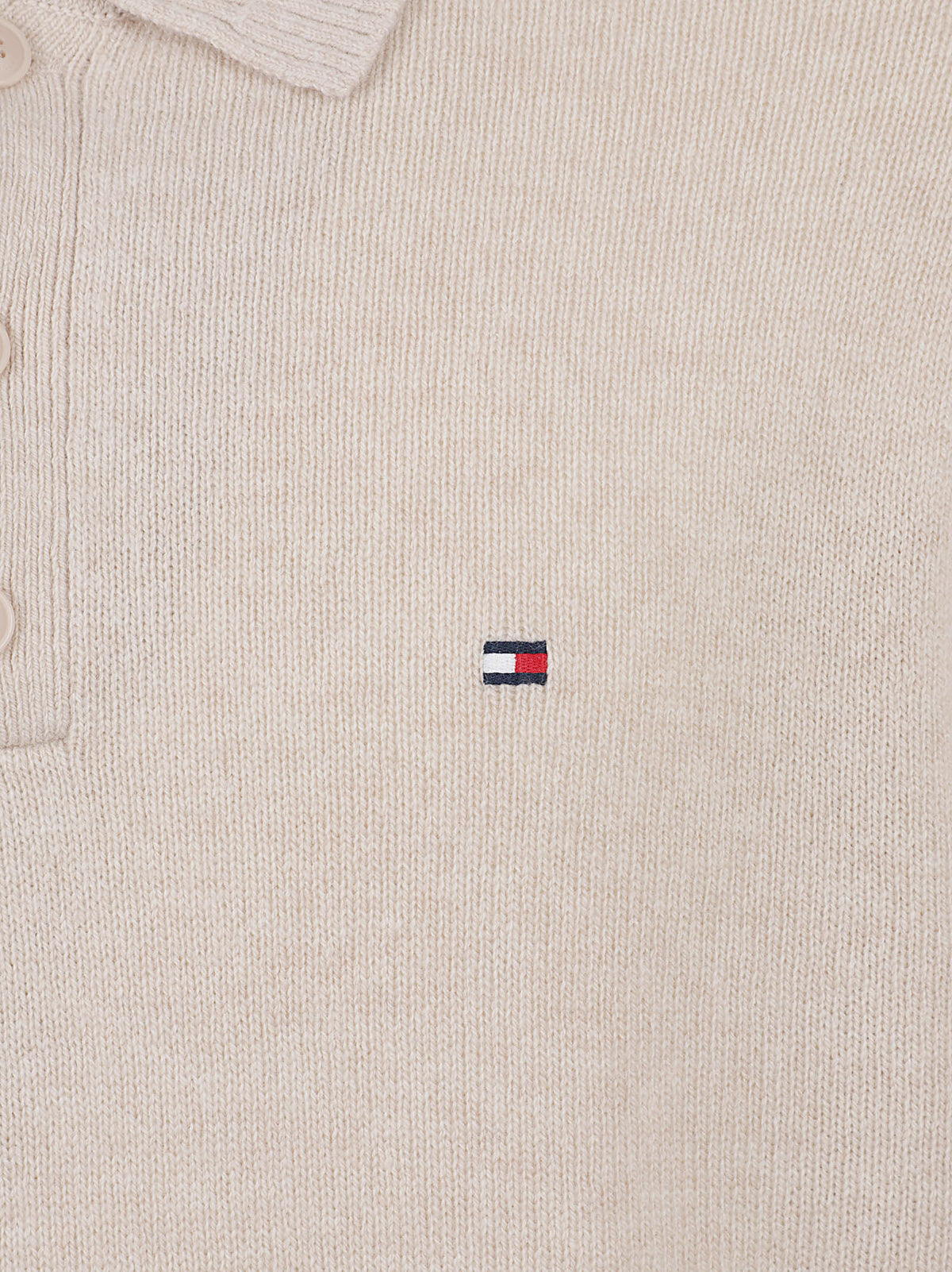 MAGLIONE POLO UOMO LAMBSWOOL LS POLO - TOMMY HILFIGER MW0MW44785 HGF HEATHERED OATMILK TOMMY 1 LINEA 