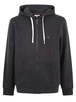 FELPA UOMO CON CAPPUCCIO ESSENTIAL FLEECE HOODED REG ZT - TOMMY HILFIGER <BR/> MW0MW44931 BDS Black TOMMY 1 LINEA 