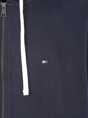 FELPA UOMO CON CAPPUCCIO ESSENTIAL FLEECE HOODED REG ZT - TOMMY HILFIGER<BR/> MW0MW44931 DW5 NAVY BLUE TOMMY 1 LINEA 