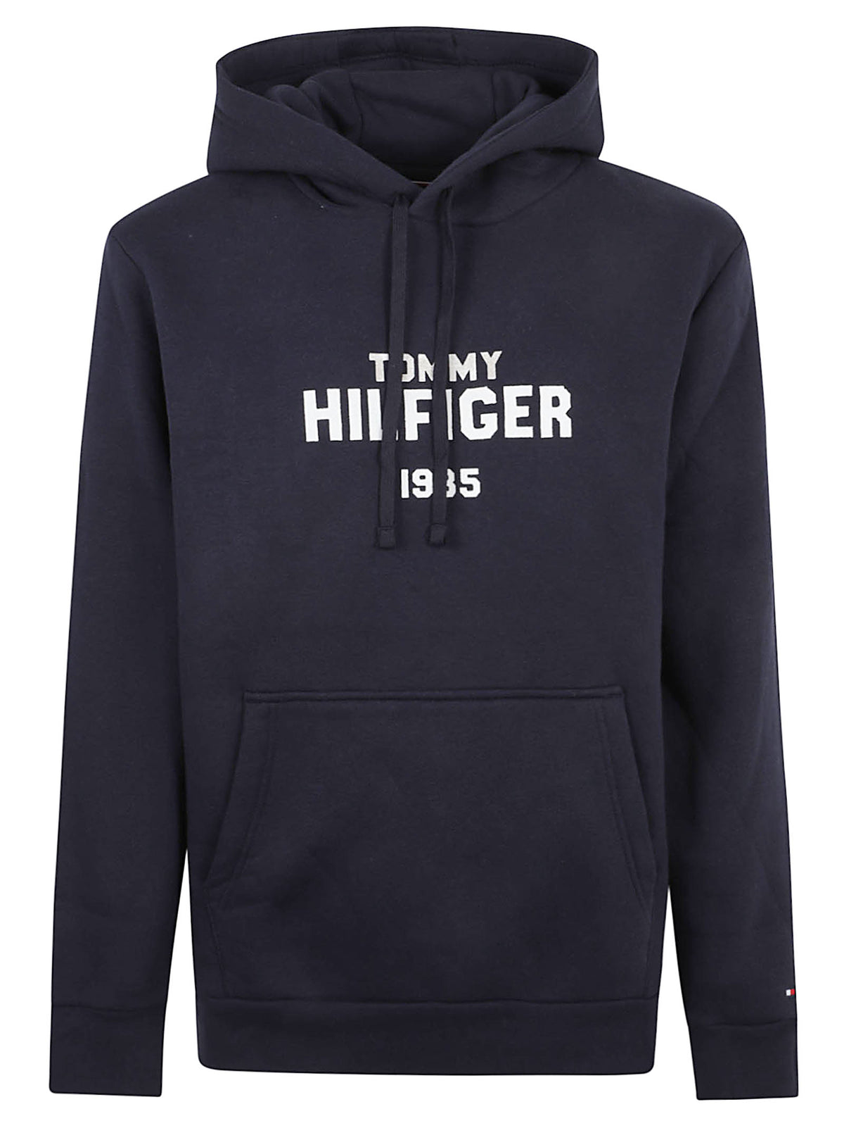 FELPA UOMO CON CAPPUCCIO STACK REG FLEECE HOODIE - TOMMY HILFIGER <BR/> MW0MW44937 DW5 NAVY BLUE TOMMY 1 LINEA 