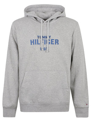 FELPA UOMO CON CAPPUCCIO STACK REG FLEECE HOODIE - TOMMY HILFIGER <BR/> MW0MW44937 P01 Light Grey Heather TOMMY 1 LINEA 