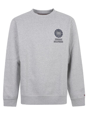 FELPA UOMO GIROCOLLO VARSITY ROUNDEL REG FLEECE CREW - TOMMY HILFIGER<BR/> MW0MW44953 P01 Light Grey Heather TOMMY 1 LINEA 