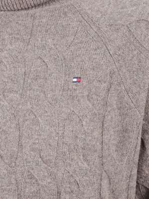 MAGLIONE DONNA COLLO ALTO  SOFT WOOLCABLE ROLL-NK LS - TOMMY HILFIGER WW0WW46791 HH9 HOT COCO HEATHER TOMMY 1 LINEA 