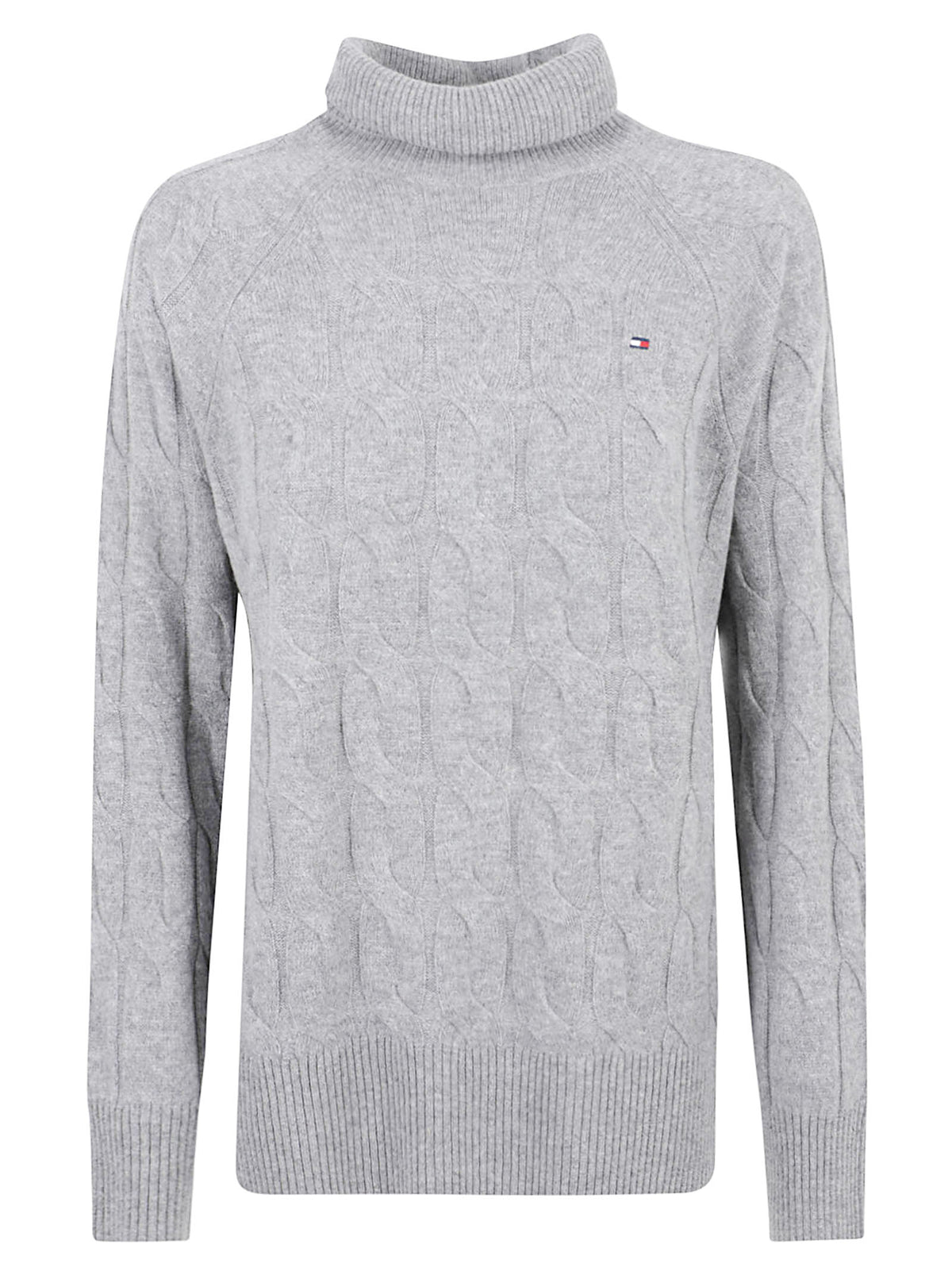 MAGLIONE DONNA A COLLO ALTO SOFT WOOLCABLE ROLL-NK LS - TOMMY HILFIGER WW0WW46791 P7D MEDIUM GREY HEATHER TOMMY 1 LINEA 