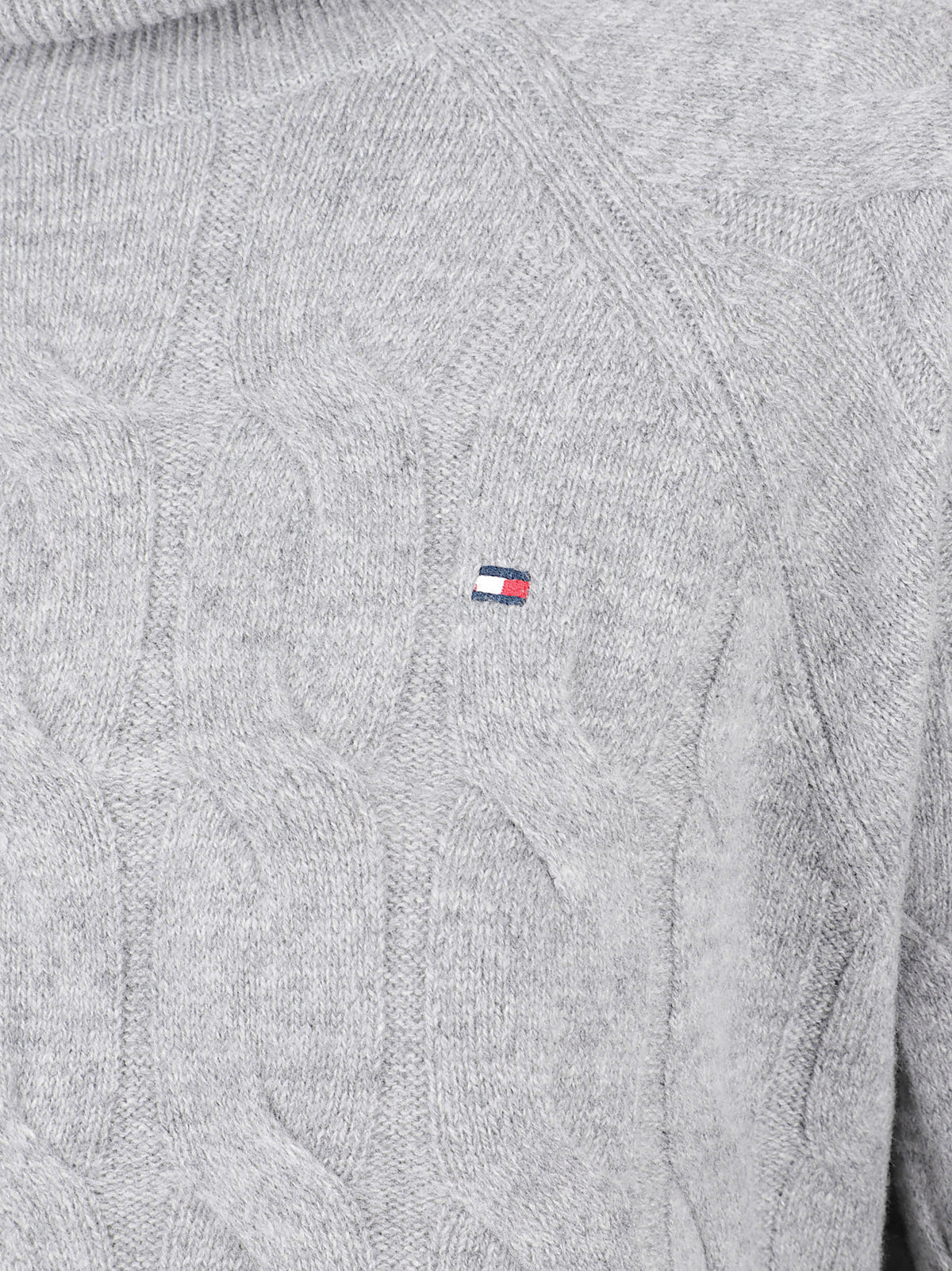 MAGLIONE DONNA A COLLO ALTO SOFT WOOLCABLE ROLL-NK LS - TOMMY HILFIGER WW0WW46791 P7D MEDIUM GREY HEATHER TOMMY 1 LINEA 