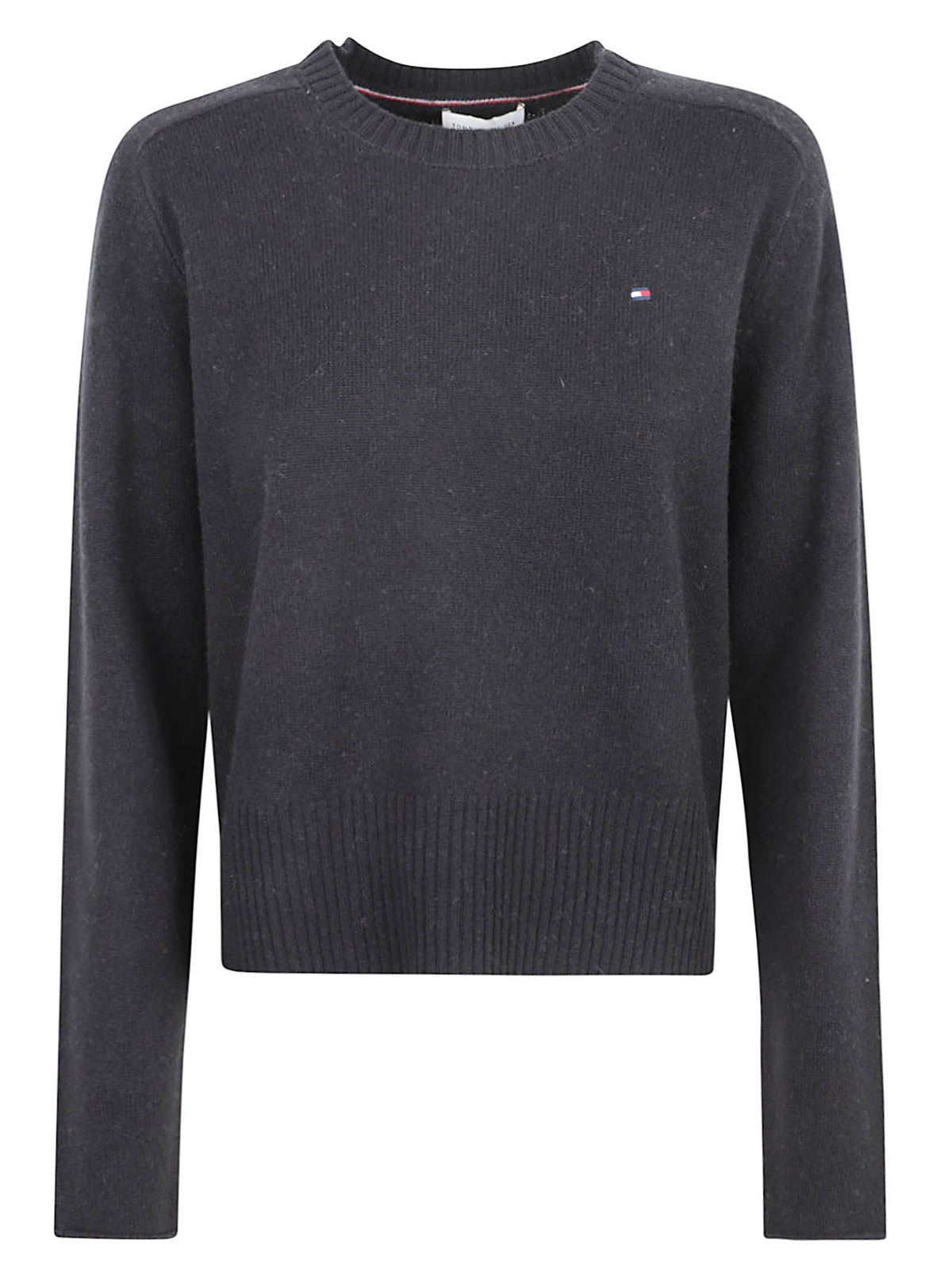 MAGLIONE GIROCOLLO DONNA C-NK SOFT WOOL JERSEY SLIM - TOMMY HILFIGER <BR/> WW0WW51432 BDS Black TOMMY 1 LINEA 