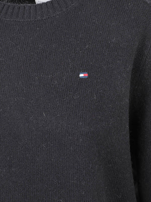 MAGLIONE GIROCOLLO DONNA C-NK SOFT WOOL JERSEY SLIM - TOMMY HILFIGER <BR/> WW0WW51432 BDS Black TOMMY 1 LINEA 