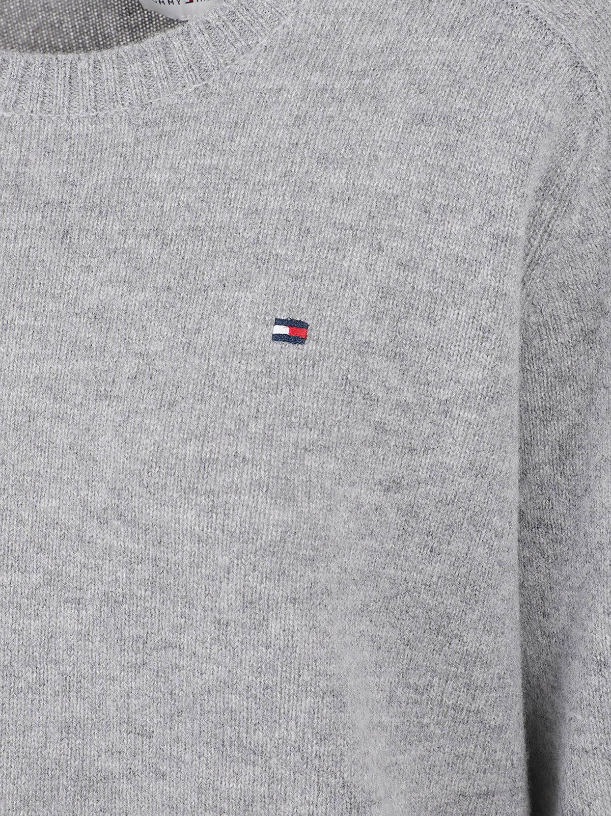 MAGLIONE GIROCOLLO DONNA C-NK SOFT WOOL JERSEY SLIM - TOMMY HILFIGER<BR/> WW0WW51432 P7D MEDIUM GREY HEATHER TOMMY 1 LINEA 