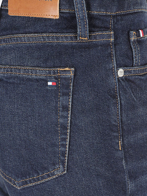 JEANS DONNA HARLOW MID RISE SLIM ESSENTIAL - TOMMY HILFIGER<BR/> WW0WW52184 1BL DEEP DARK OCEAN TOMMY 1 LINEA 