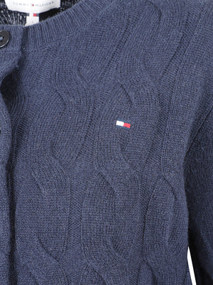 MAGLIONE CARDIGAN DONNA SOFT WOOL - TOMMY HILFIGER WW0WW52191 C1G DARK BLUE TOMMY 1 LINEA 