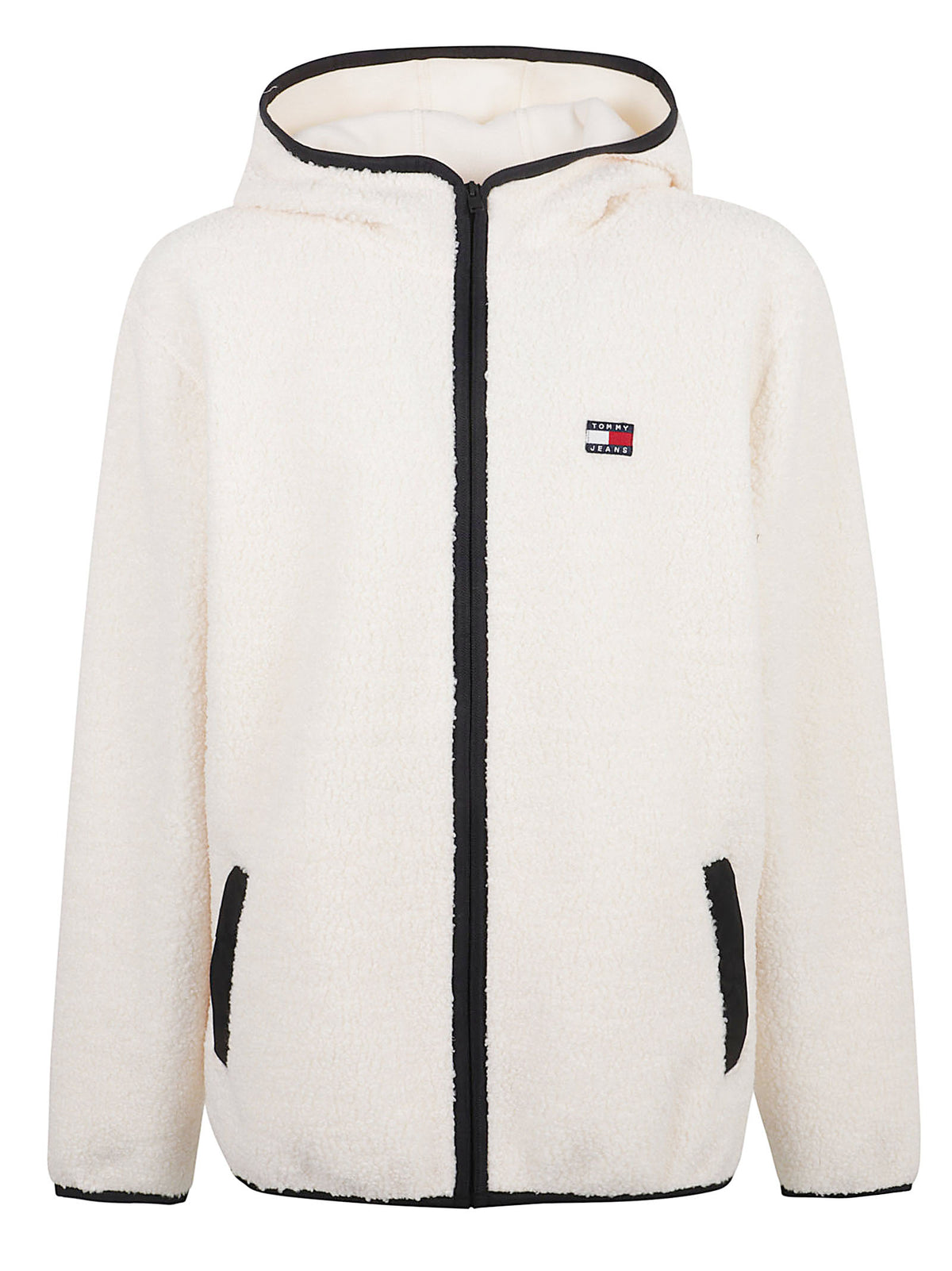 GIACCA UOMO CON CAPPUCCIO REG BADGE TEDDY ZIP - TOMMY JEANS<BR/> DM0DM19224 AEF CREAM TOMMY HILFIGER 