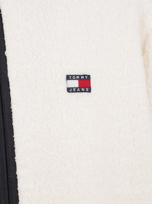 GIACCA UOMO CON CAPPUCCIO REG BADGE TEDDY ZIP - TOMMY JEANS<BR/> DM0DM19224 AEF CREAM TOMMY HILFIGER 