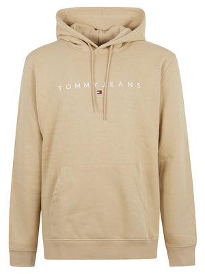 FELPA UOMO CON CAPPUCCIO REG LINEAR - TOMMY JEANS<BR/> DM0DM20746 ACA SANDY BEIGE TOMMY HILFIGER 