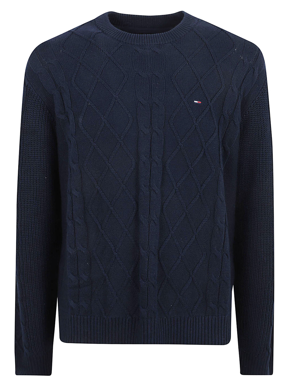 MAGLIONE UOMO GIROCOLLO REG CLASSIC FLAG CABLE - TOMMY JEANS<BR/> DM0DM23405 C1G DARK NIGHT NAVY TOMMY HILFIGER 