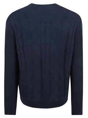 MAGLIONE UOMO GIROCOLLO REG CLASSIC FLAG CABLE - TOMMY JEANS<BR/> DM0DM23405 C1G DARK NIGHT NAVY TOMMY HILFIGER 