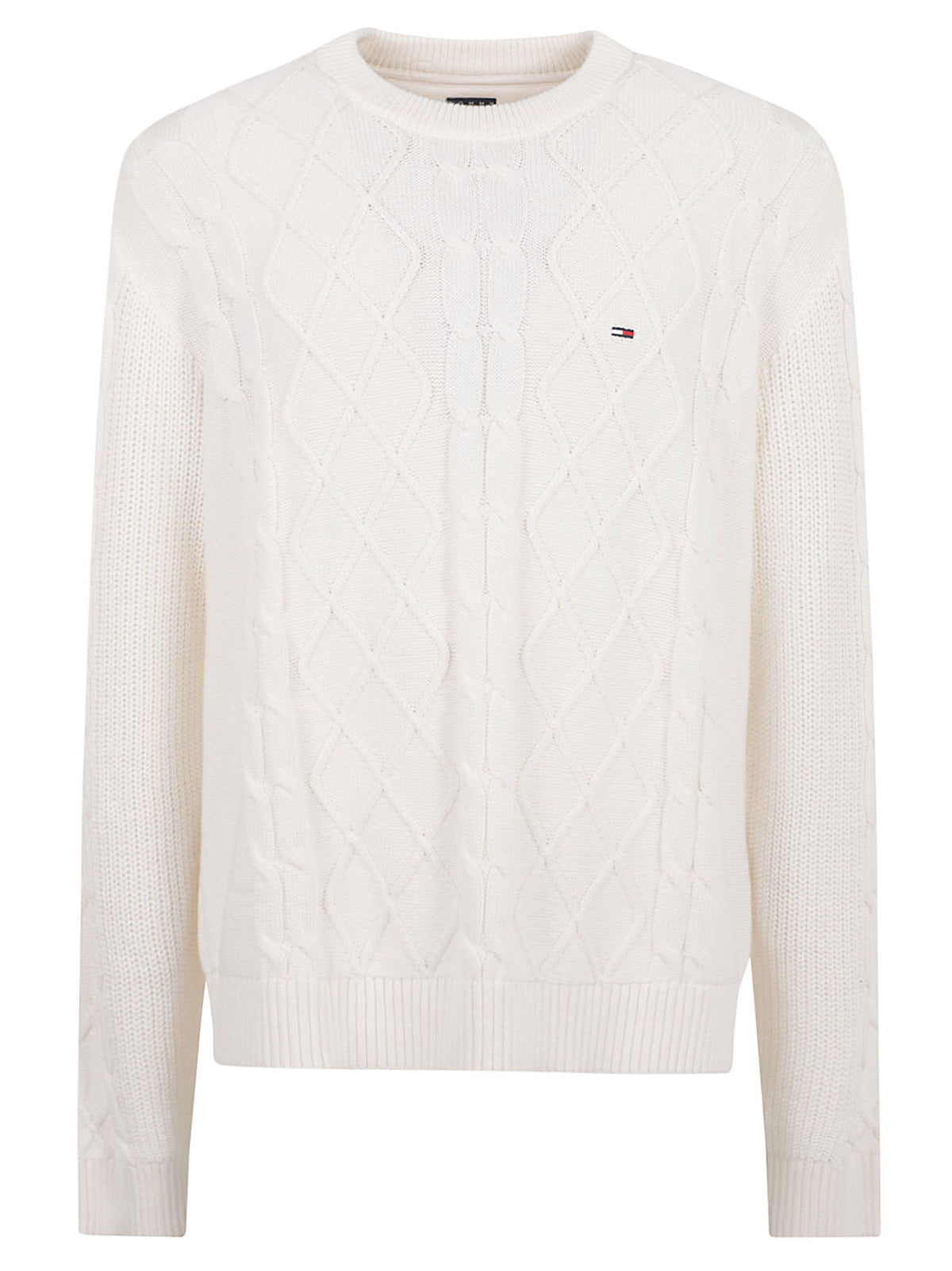 MAGLIONE UOMO GIROCOLLO REG CLASSIC FLAG CABLE - TOMMY JEANS <BR/> DM0DM23405 YBH ANCIENT WHITE TOMMY HILFIGER 