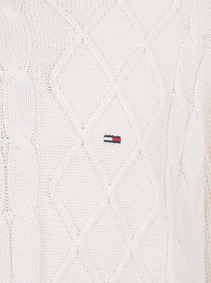 MAGLIONE UOMO GIROCOLLO REG CLASSIC FLAG CABLE - TOMMY JEANS <BR/> DM0DM23405 YBH ANCIENT WHITE TOMMY HILFIGER 
