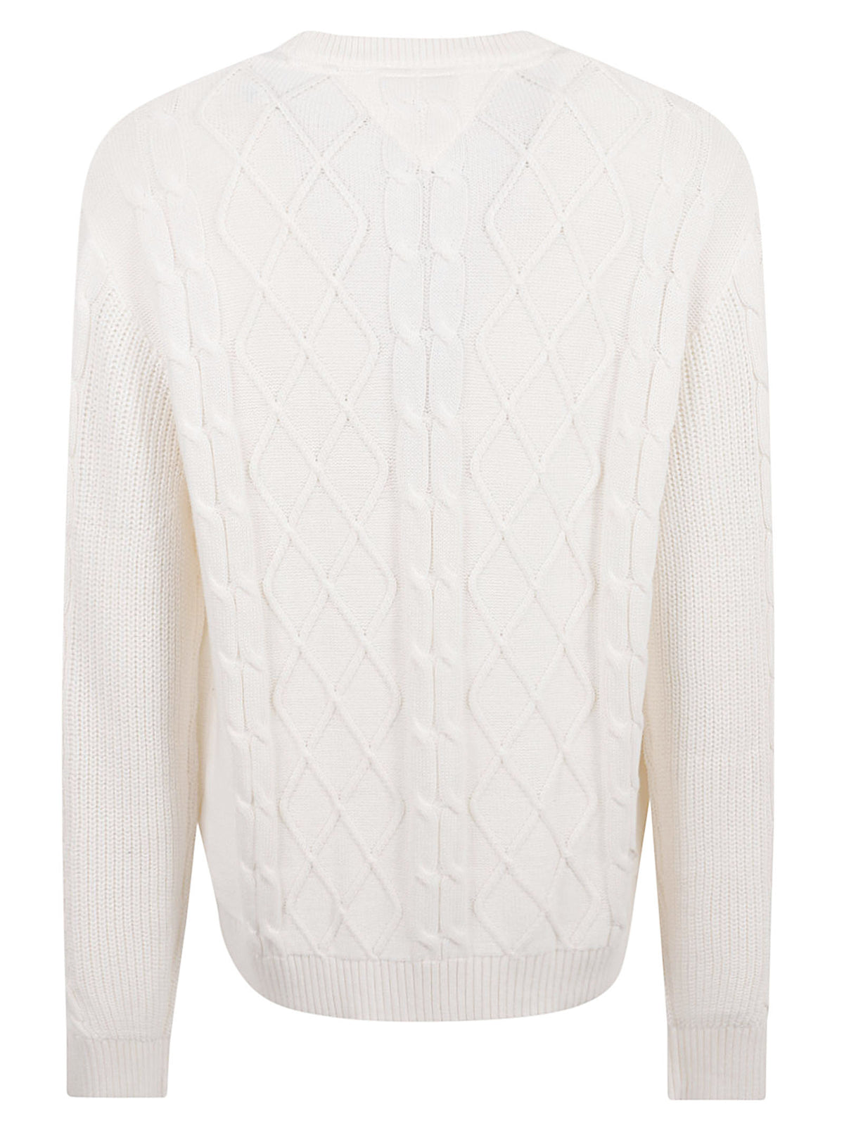 MAGLIONE UOMO GIROCOLLO REG CLASSIC FLAG CABLE - TOMMY JEANS <BR/> DM0DM23405 YBH ANCIENT WHITE TOMMY HILFIGER 
